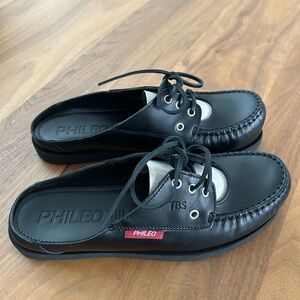 Phileo Black Women's mule Loafers Leather